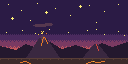 The adult dragon at home: a volcano lair under a dark sky