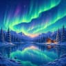The northern lights over a lake