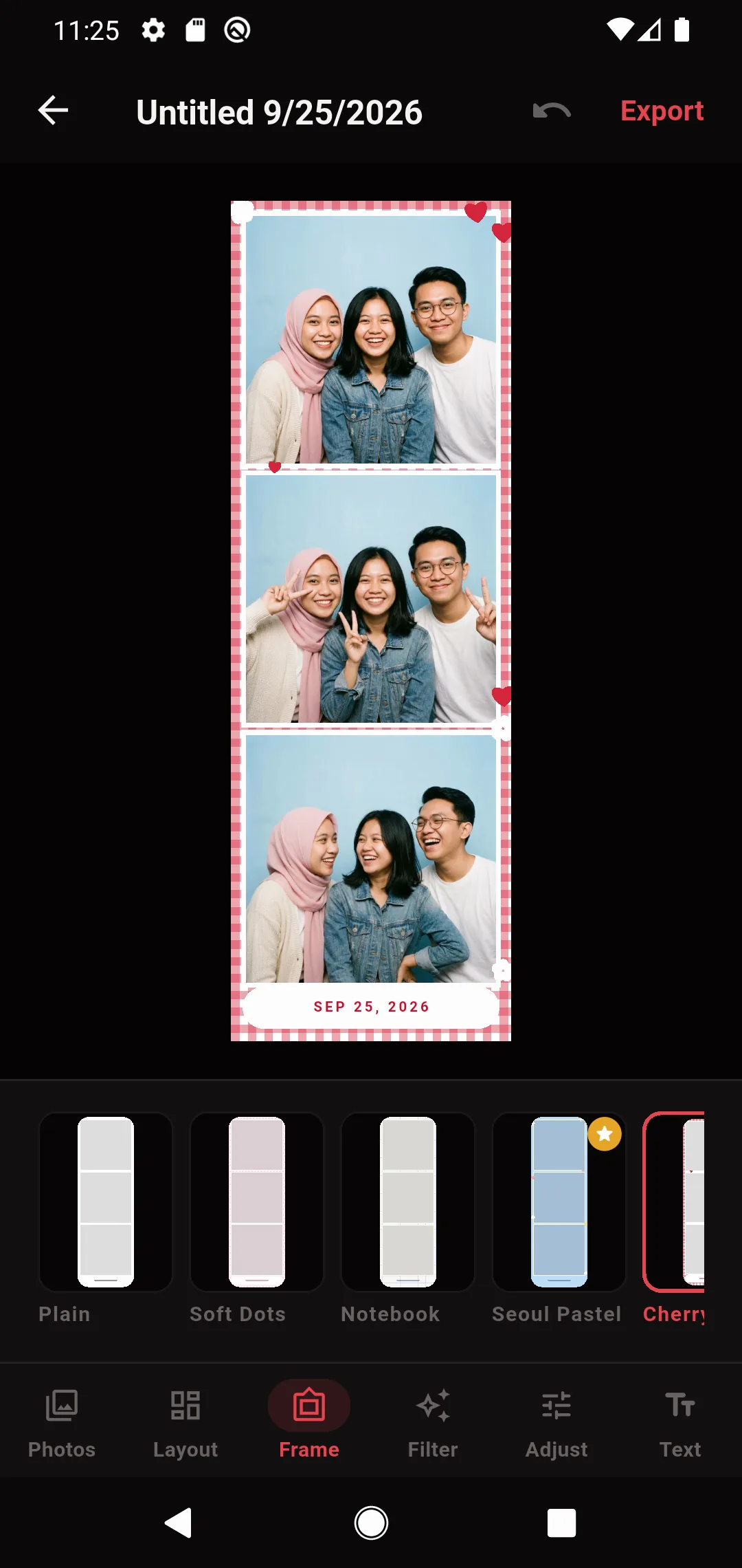 Choosing a frame for a photo strip in JemBooth