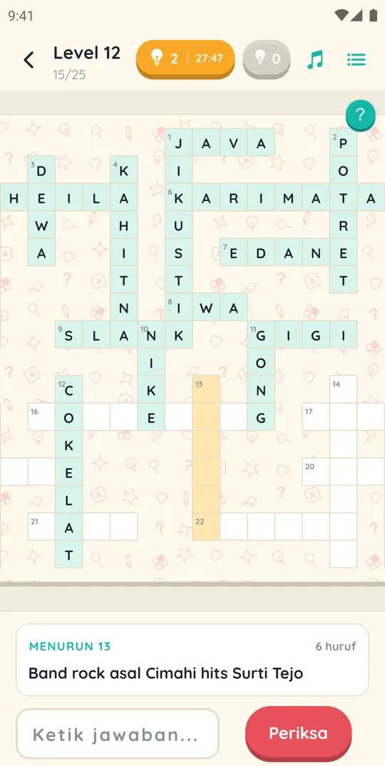 A crossword puzzle in TTS Nostalgia