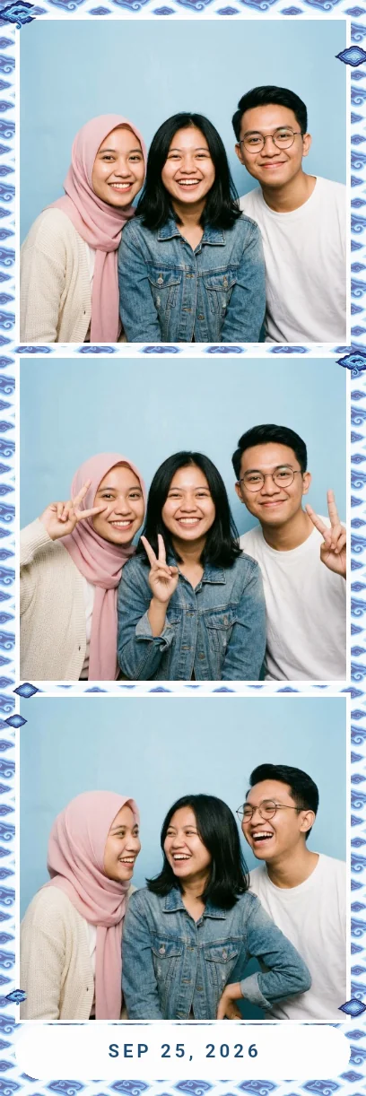 A photo strip in the Mega Mendung frame