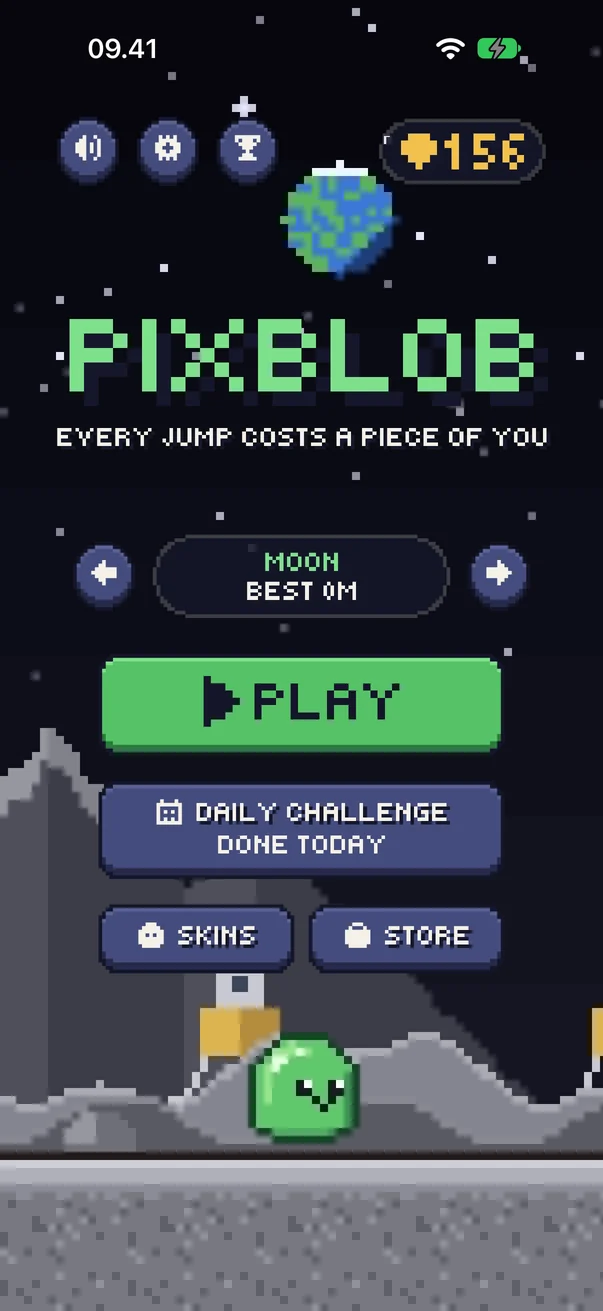 The home screen on the Moon, with the Earth in a starry sky
