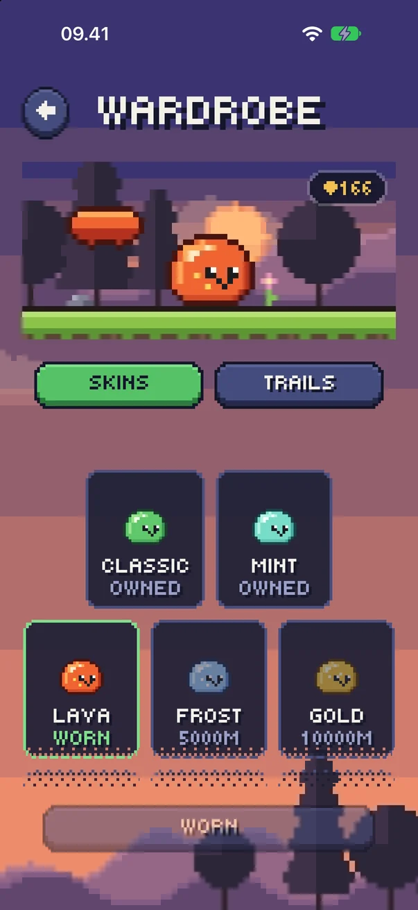 The wardrobe with slime skins to earn or buy