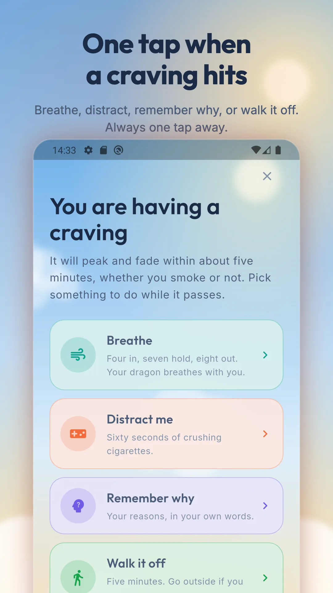 stosmok craving SOS screen on Android