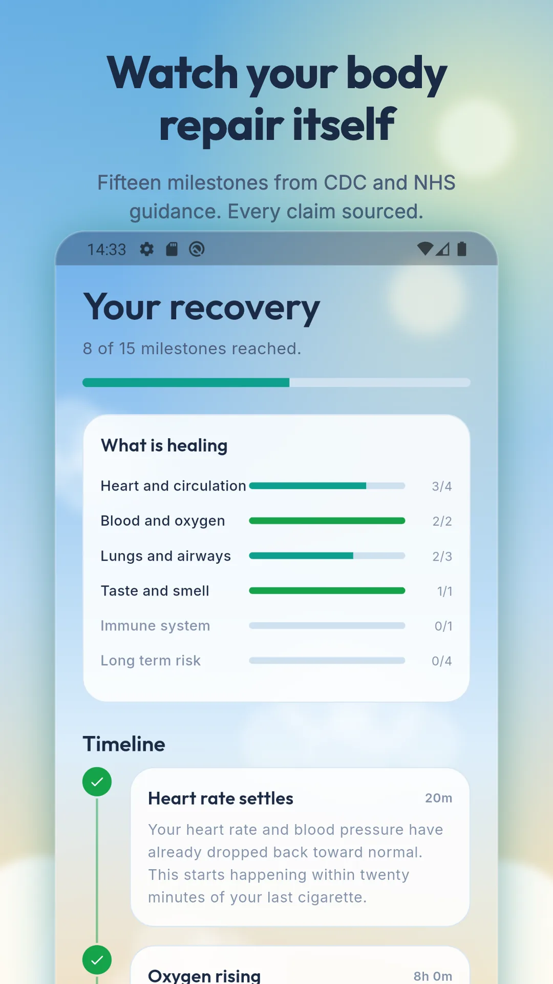 stosmok health recovery timeline on Android
