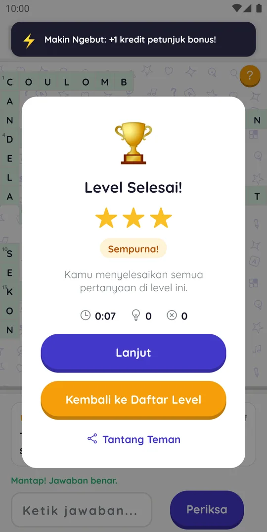 Level selesai di paket TTS Fisika