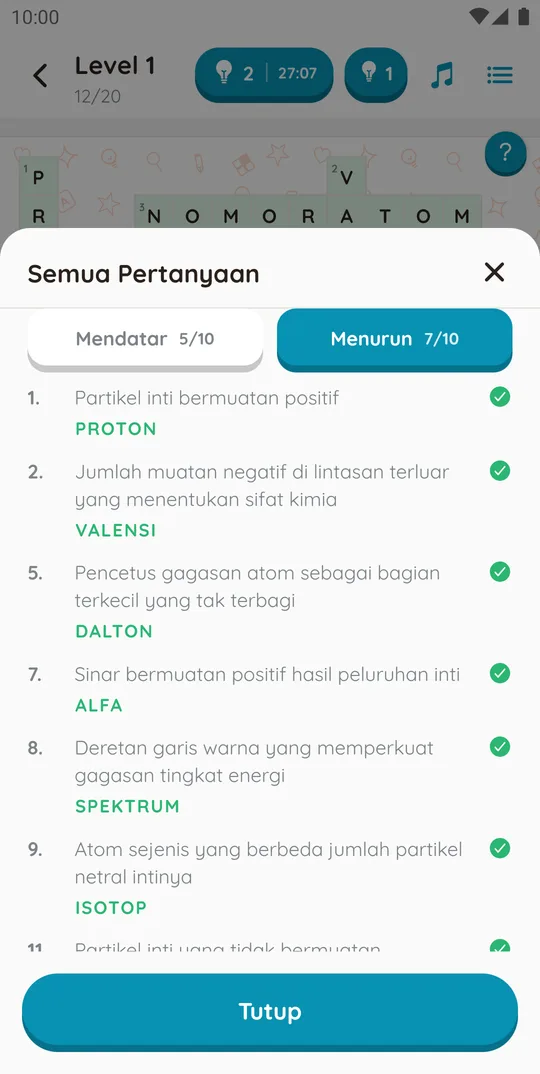 Daftar soal paket TTS Kimia