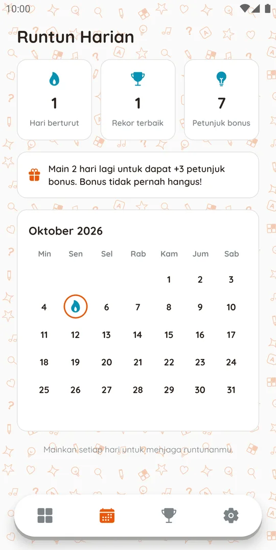 Runtun harian di paket TTS Kimia