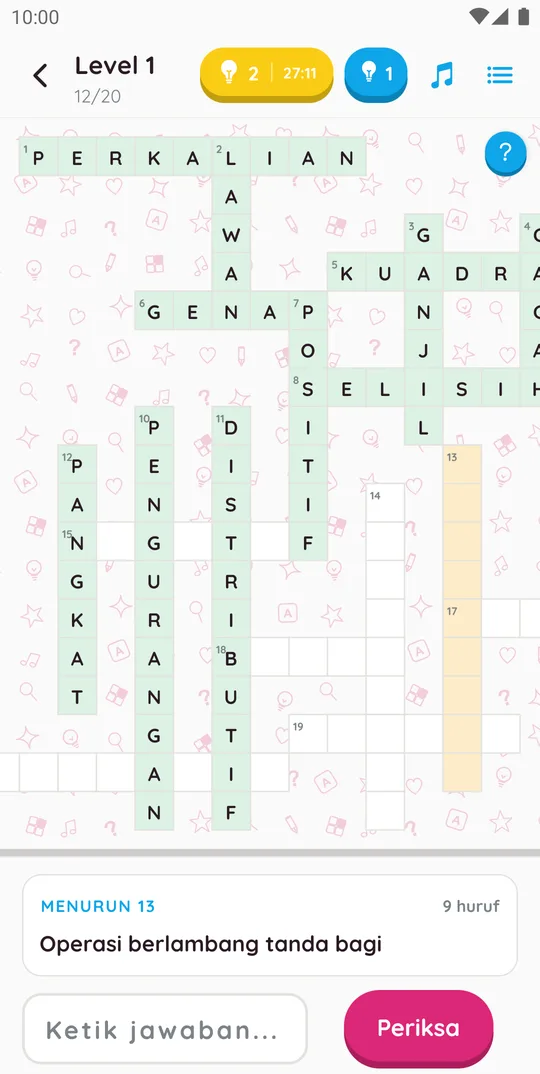 Papan teka teki silang paket TTS Matematika