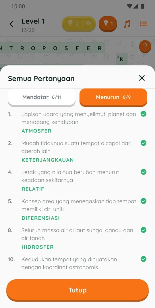Semua soal di TTS Geografi