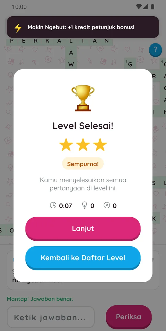 Level selesai di TTS Matematika